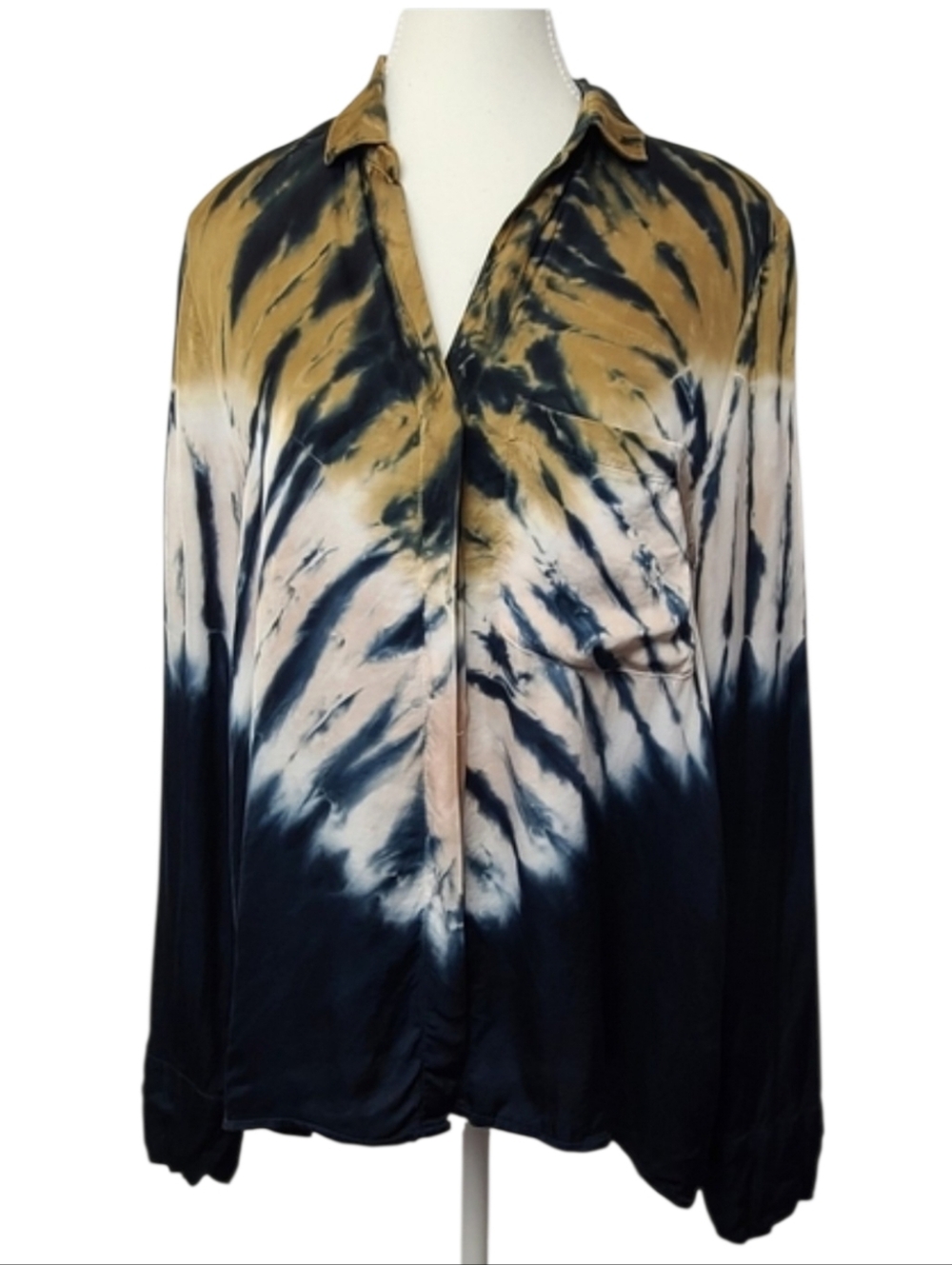 Young Fabulous & Broke Tie-Dye Button-Down Blouse Women’s S Casual Boho Chic Top